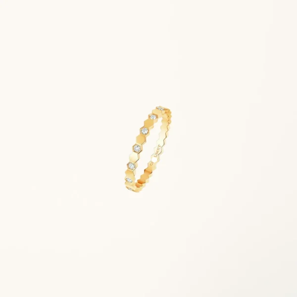 [ZYRONO] GEOMETRIC HONEYCOMB RING YELLOW GOLD VERMEIL WITH DIAMONDS