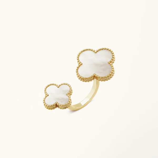 [ZYRONO] GOLD VERMEIL MAGIC ALHAMBRA MOTHER OF PEARLS CLOVER RING