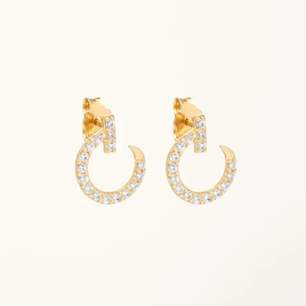 [ZYRONO] JUSTE EARRINGS GOLD DIAMONDS FREE SHIPPING