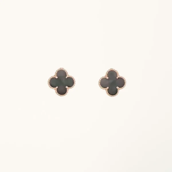 [ZYRONO] VINTAGE ALHAMBRA GREY EARRINGS FREE SHIPPING
