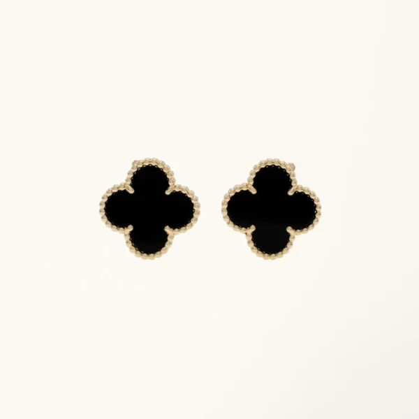 [ZYRONO] VINTAGE ALHAMBRA BLACK EARRINGS FREE SHIPPING