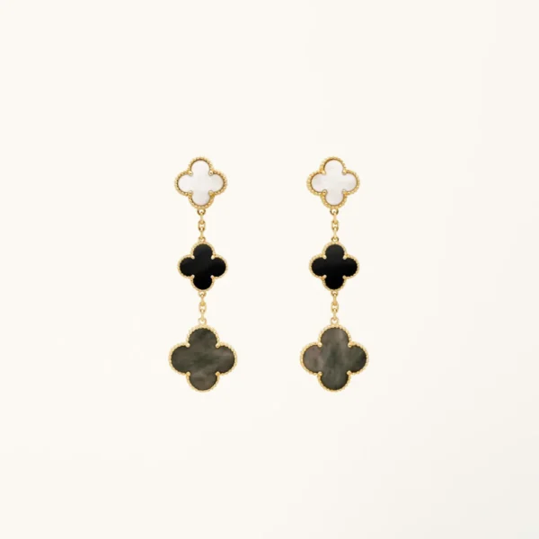 [ZYRONO] MAGIC ALHAMBRA THREE PEARLS MOTIFS EARRINGS FREE SHIPPING