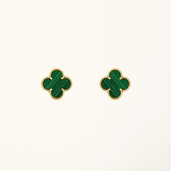 [ZYRONO] VINTAGE ALHAMBRA MALACHITE EARRINGS FREE SHIPPING