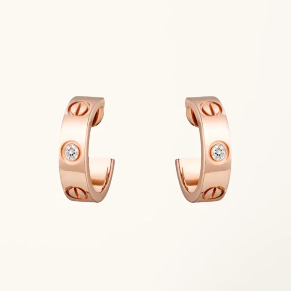 [ZYRONO] LOVE EARRINGS 5.7MM 2 DIAMONDS FREE SHIPPING