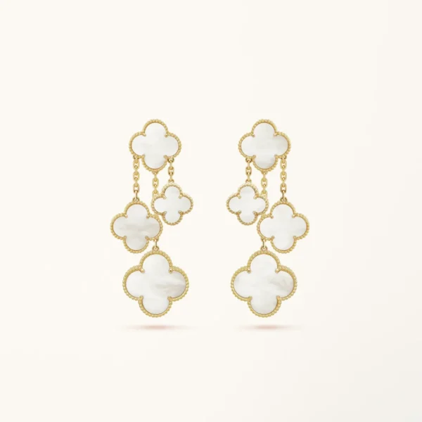 [ZYRONO] GOLD VERMEIL MAGIC ALHAMBRA FOUR MOTIFS EARRINGS FREE SHIPPING
