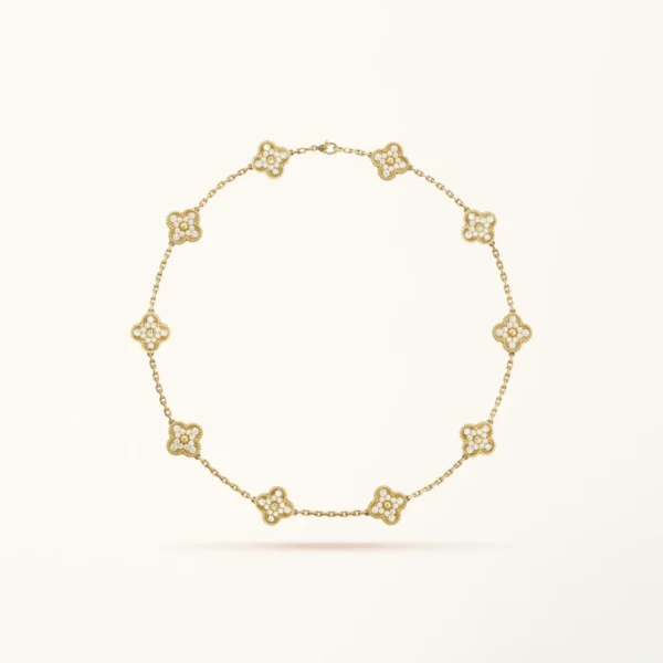 [ZYRONO] VINTAGE ALHAMBRA DIAMONDS 10 MOTIFS NECKLACE FREE SHIPPING