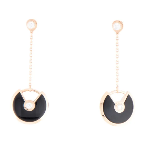 Amulette Drop Earrings Onyx Rose Gold Free Shipping