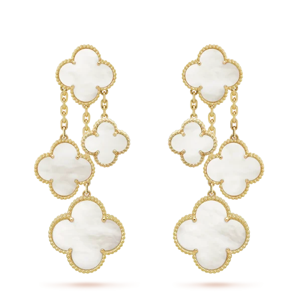 Gold Vermeil Magic Alhambra Four Motifs Earrings Free Shipping