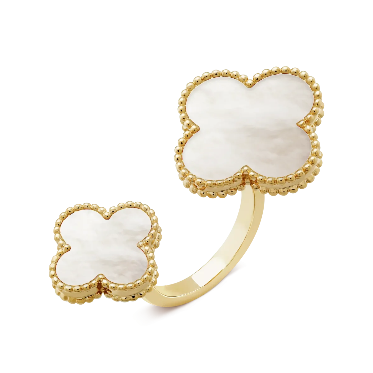 gold vermeil magic alhambra mother of pearls clover ring smyey scaled