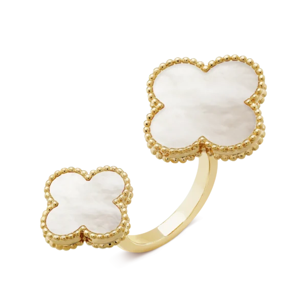 Gold Vermeil Magic Alhambra Mother Of Pearls Clover Ring