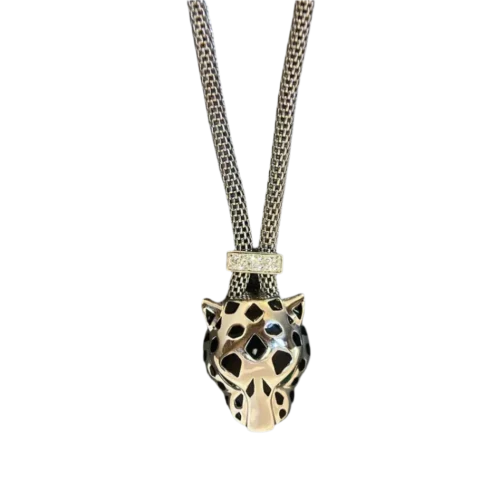 Track Order 13 panthere silver onyx necklace fewtt