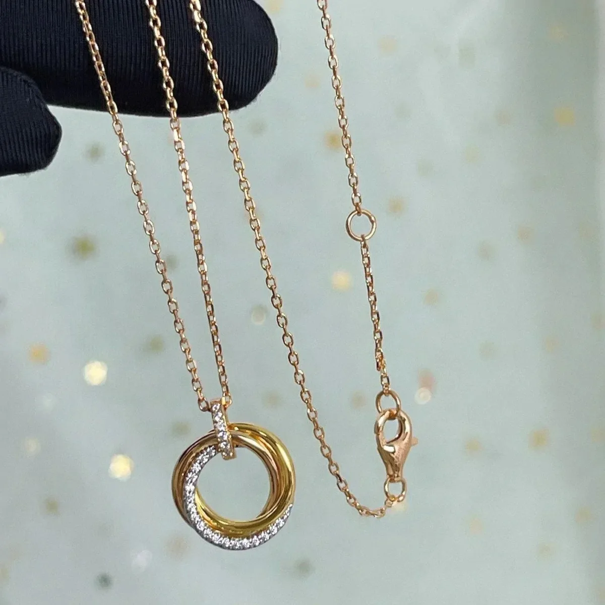 trinity necklace silver gold rose gold diamonds oyqos