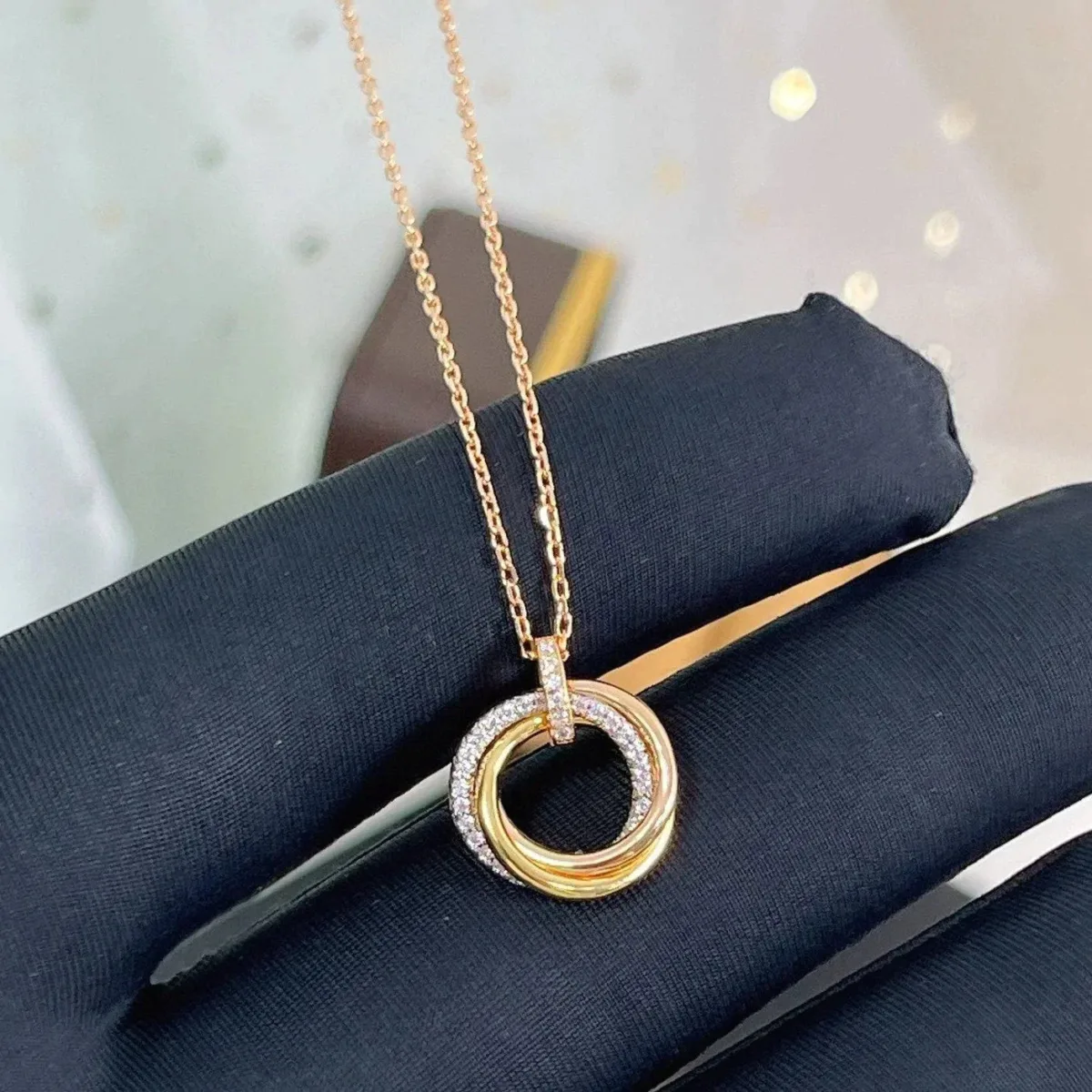 trinity necklace silver gold rose gold diamonds tsnpu