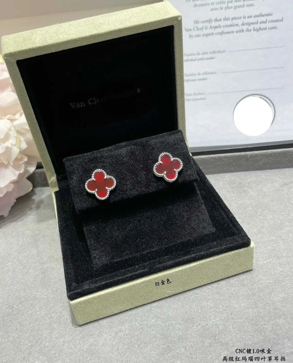 vintage alhambra carnelian earrings kbvnu