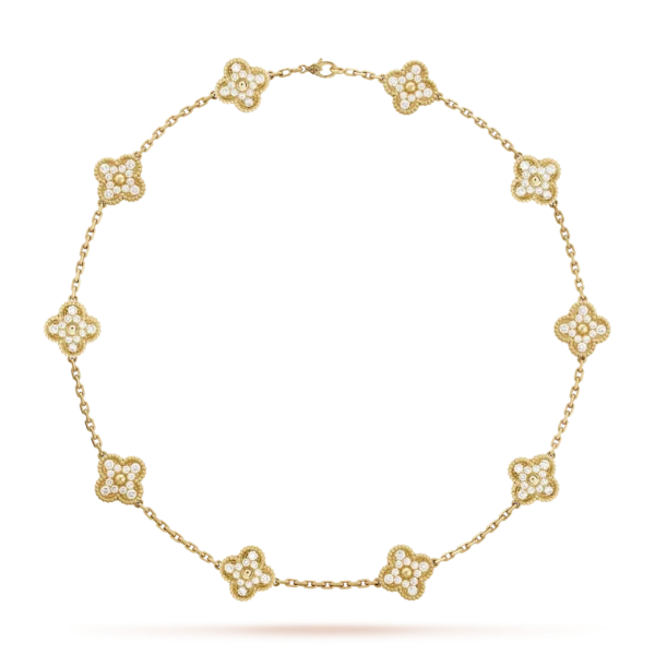 Vintage Alhambra Diamonds 10 Motifs Necklace Free Shipping