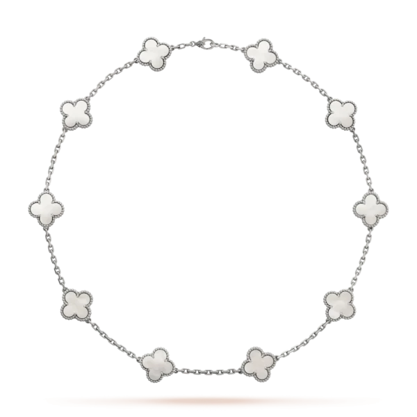 Vintage Alhambra Pearl 10 Motifs Necklace Free Shipping