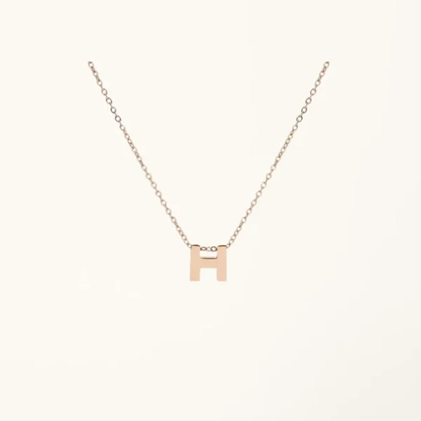 [ZYRONO] H-SHAPED NECKLACE ROSE GOLD CDE6030RG FREE SHIPPING