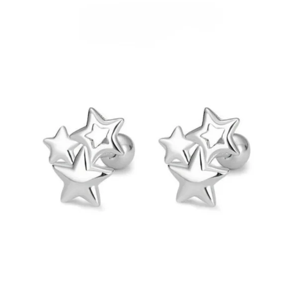 [Zyrono] Sterling Silver Trio Star Stud Earrings CDE3094SV Free Shipping