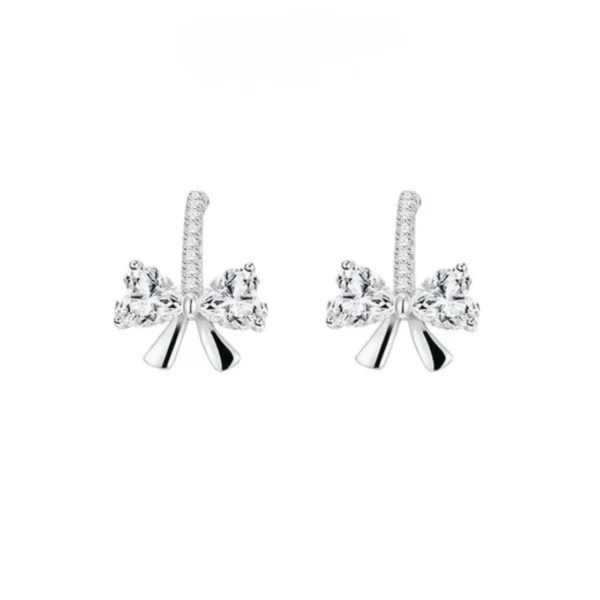 [Zyrono] Innovative Bow Silver women's earrings CDE3176SV Free Shipping