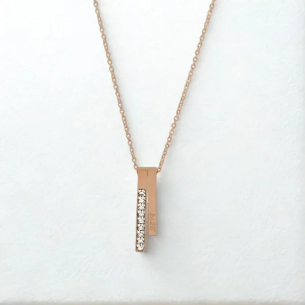 [Zyrono] Love Stick Rose Gold Necklace CDE6038RG Free Shipping