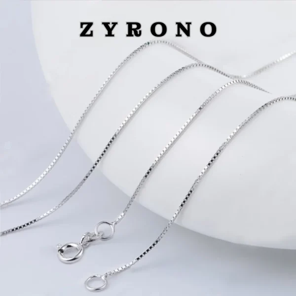 ZYRONO Sterling Silver Chain – Box Link Design, Durable and Elegant ZYRONO JEWELRY D0207 Free Shipping