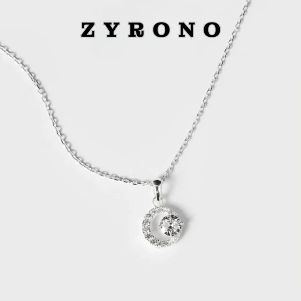 ZYRONO Sterling Silver Moon Pendant Necklace for Women – Premium Gemstone Design Free Shipping