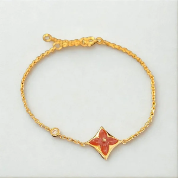 [Zyrono] COLOR STAR CARNELIAN PINK GOLD DIAMOND BRACELET Free Shipping