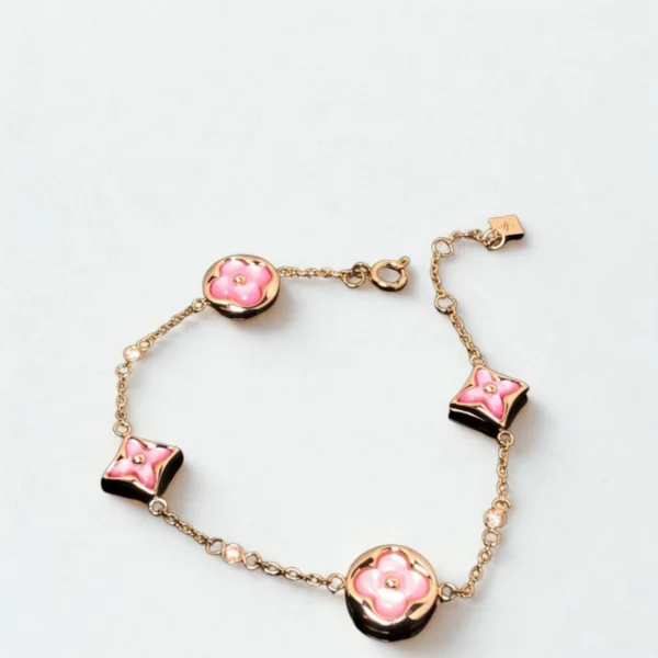 [Zyrono] JEWELRY STAR AND SUN 4 MOTIF PINK MOP PINK GOLD BRACELET Free Shipping