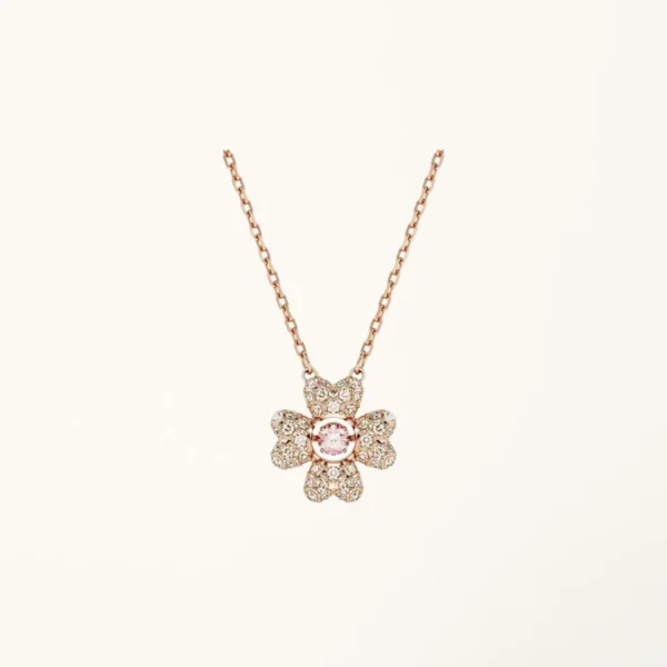 [ZYRONO] IDYLLIA ROSE-GOLD CRYSTAL CLOVER NECKLACE CDE6185PI FREE SHIPPING