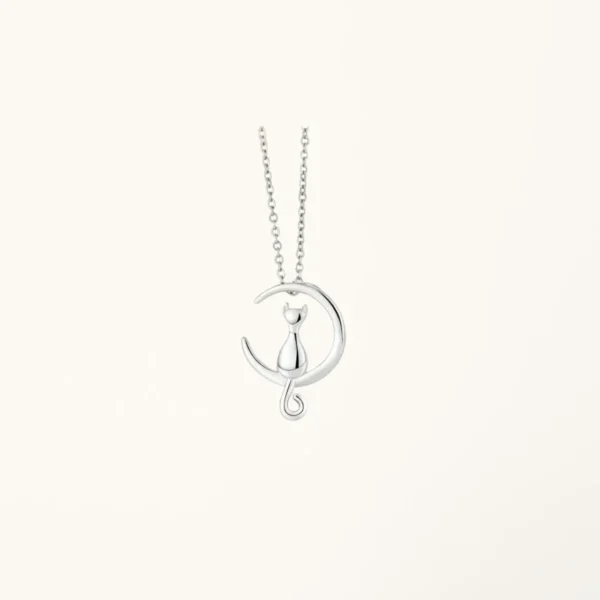 [ZYRONO] CAT PADDLES THE MOON NECKLACE SILVER CDE6131SV FREE SHIPPING