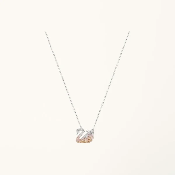 [ZYRONO] ICONIC PASTEL CRYSTAL SWAN NECKLACE SILVER CDE6374OR FREE SHIPPING