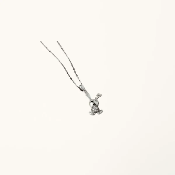 [ZYRONO] RHINESTONE RABBIT SILVER WOMEN’S NECKLACE CDE6120 FREE SHIPPING