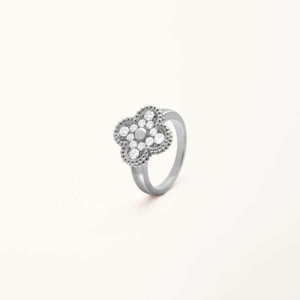 [ZYRONO] S925 STERLING SILVER CLOVER DIAMOND RING FREE SHIPPING