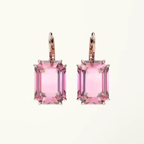 [ZYRONO] MILLENIA OCTAGON CUT PINK DROP WOMEN'S EARRINGS CDE3126 FREE SHIPPING