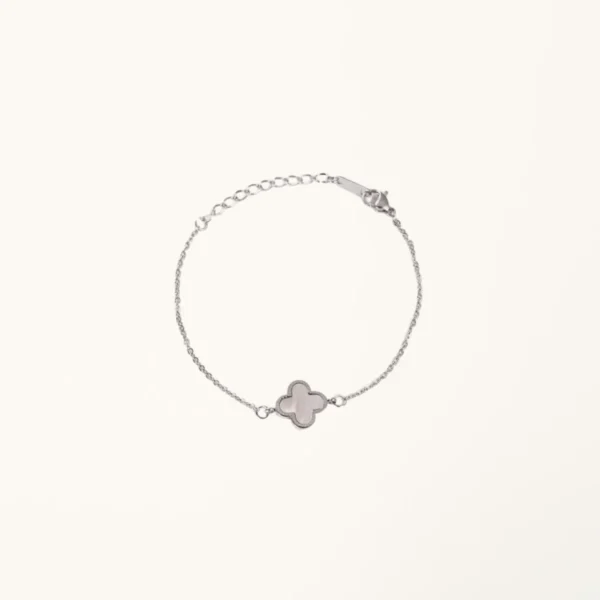 [ZYRONO] CLOVER DOUBLE SIDED SILVER BRACELET CDE2023SV FREE SHIPPING