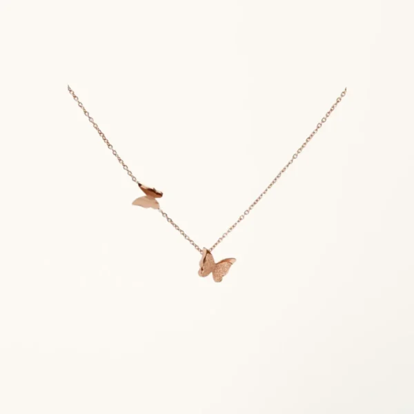 [ZYRONO] PAVE BUTTERFLY ROSE GOLD NECKLACE CDE6005RG FREE SHIPPING