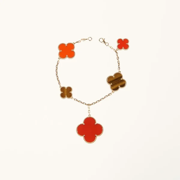 [ZYRONO] CLOVER BRACELET 5 MOTIFS CARNELIAN TIGER EYE FREE SHIPPING