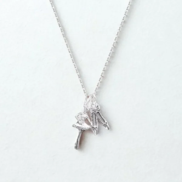 [Zyrono]  Ballet Performer Necklace Silver CDE6126SV - Sterling Silver Women's Necklace Free Shipping