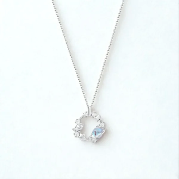 [Zyrono] Star Moonstone Planet Necklace Silver CDE6328SV Free Shipping