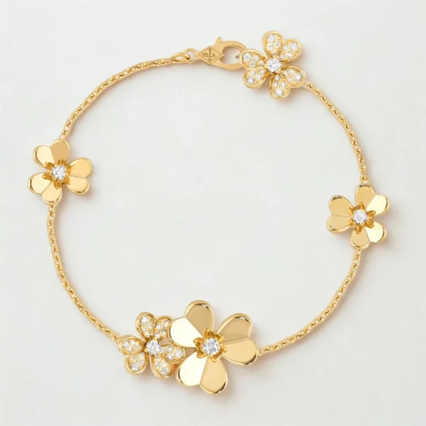 [Zyrono] FRIVOLE GOLD 5 FLOWERS BRACELET Free Shipping