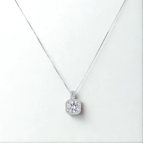 [Zyrono] Moissanite Necklace Silver CDE6163 Women's Silver Necklace Free Shipping