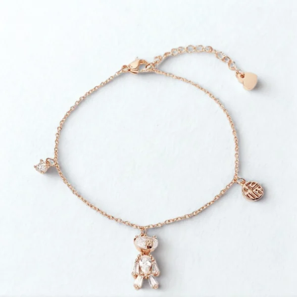 [Zyrono] Crystal Teddy Bear Women's Rose Gold Bracelet CDE2243RG Free Shipping