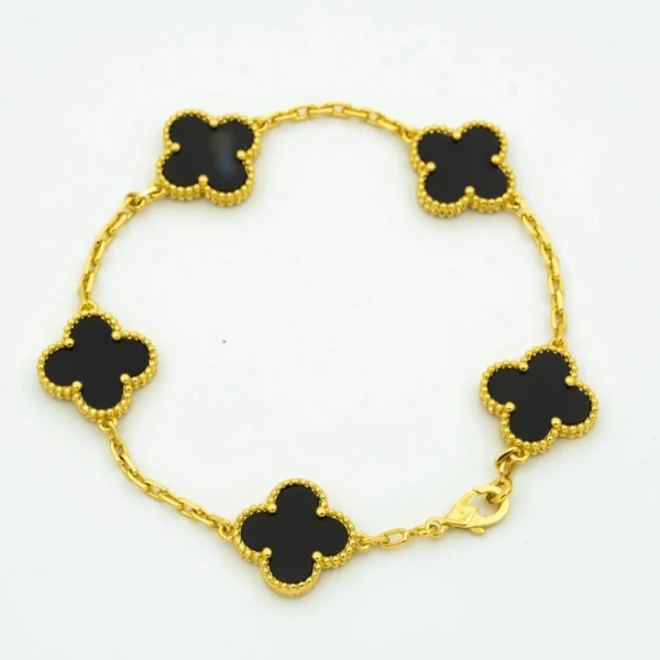 [Zyrono] CLOVER BRACELET 5 MOTIFS ONYX FREE SHIPPING
