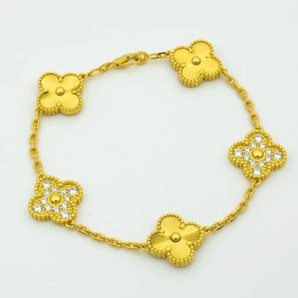 [Zyrono] CLOVER BRACELET 5 MOTIFS GOLD DIAMOND FREE SHIPPING