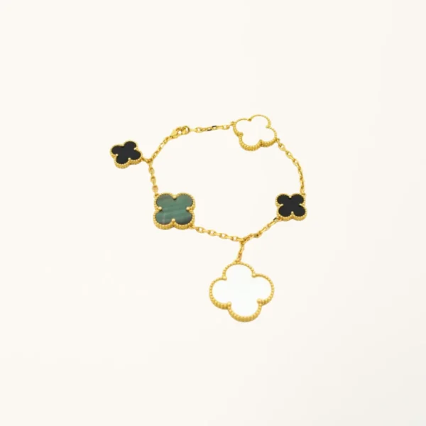 [ZYRONO] CLOVER BRACELET 5 MOTIFS ONYX MOP FREE SHIPPING