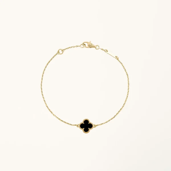 [ZYRONO] CLOVER GOLD ONYX BRACELET FREE SHIPPING