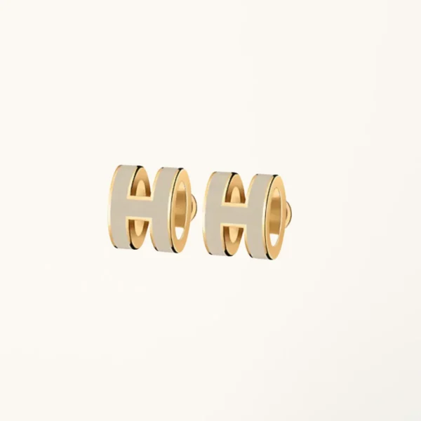 [Zyrono] MINI POP H GOLD EARRINGS GREY FREE SHIPPING