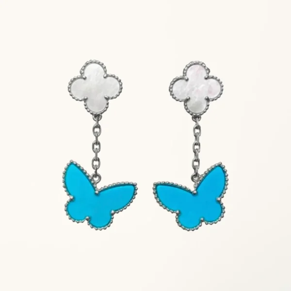 [ZYRONO] LUCKY BUTTERFLY MOP TURQUOISE EARRINGS FREE SHIPPING