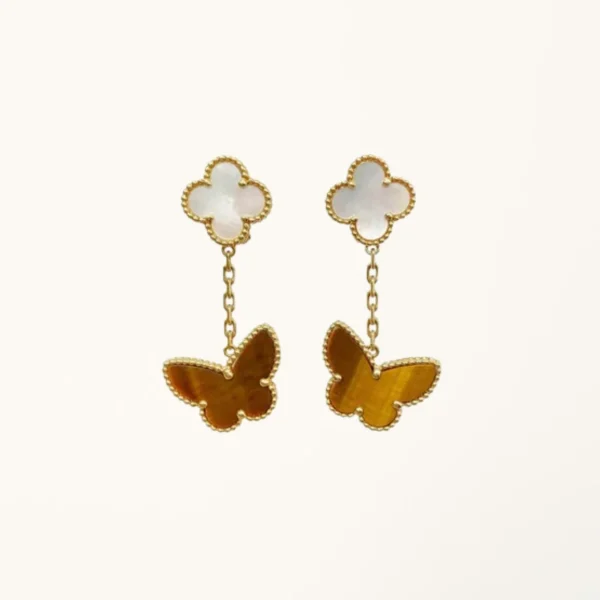 [ZYRONO] LUCKY BUTTERFLY MOP TIGER EYE EARRINGS FREE SHIPPING