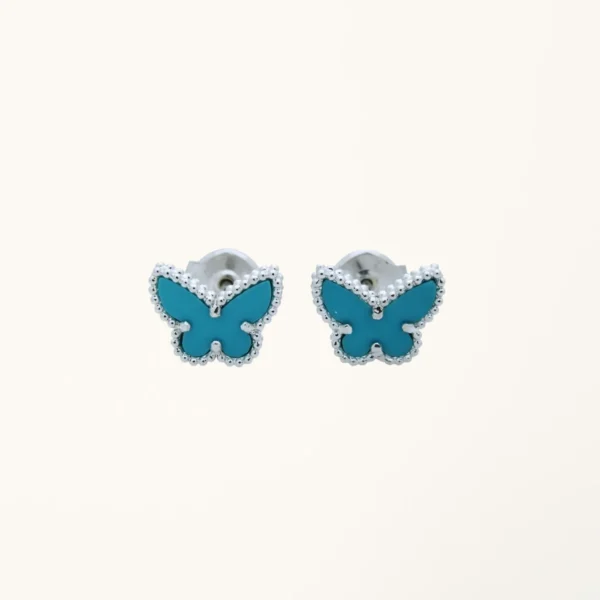 [ZYRONO] BUTTERFLY TURQUOISE SILVER EARRINGS FREE SHIPPING